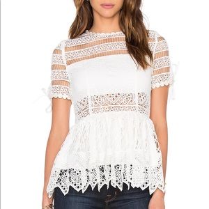 Alexis White Lace Peplum Top